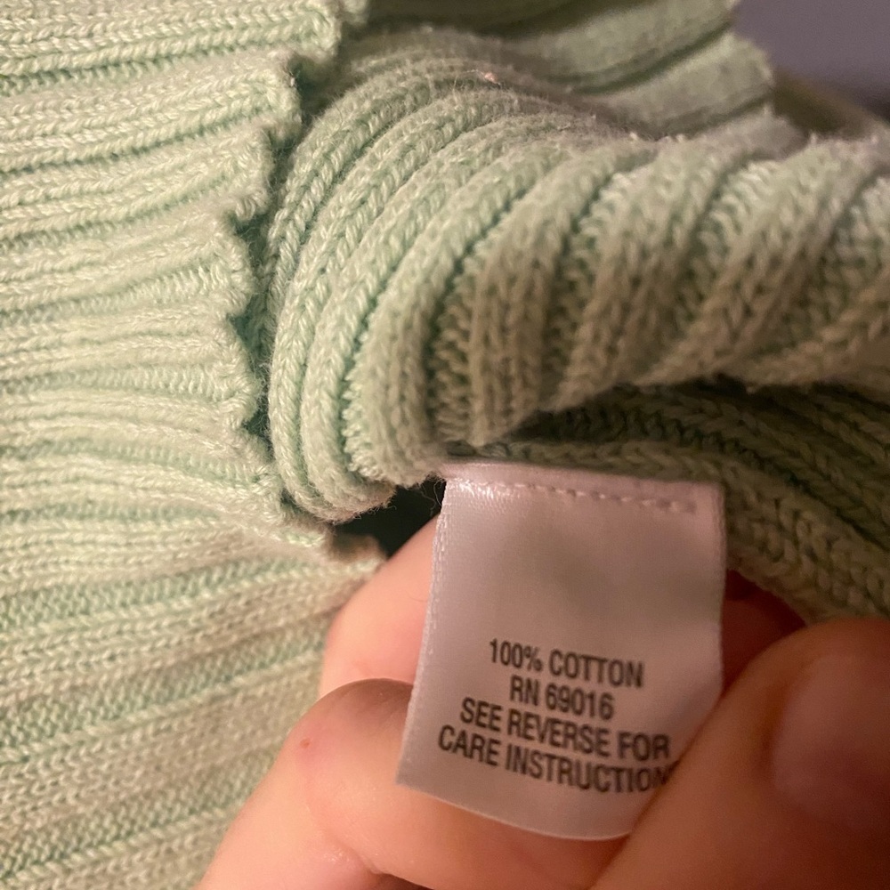 Women's Ribbed Sweater Mockneck- Light Green Spring Easter Basic - Picture 3 of 4
